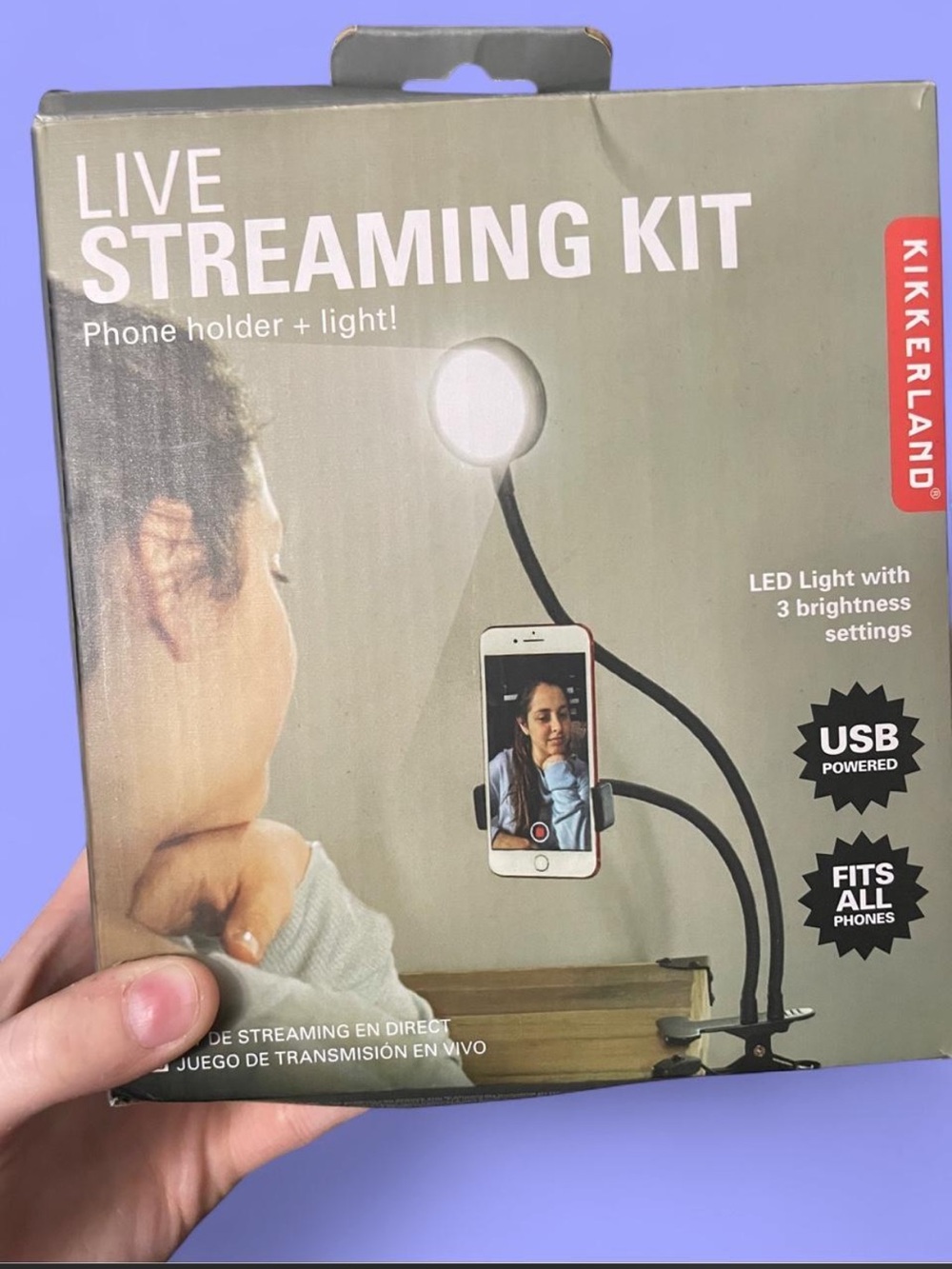 Kikkerland Live Streaming Kit Phone Holder with LED Light - Black